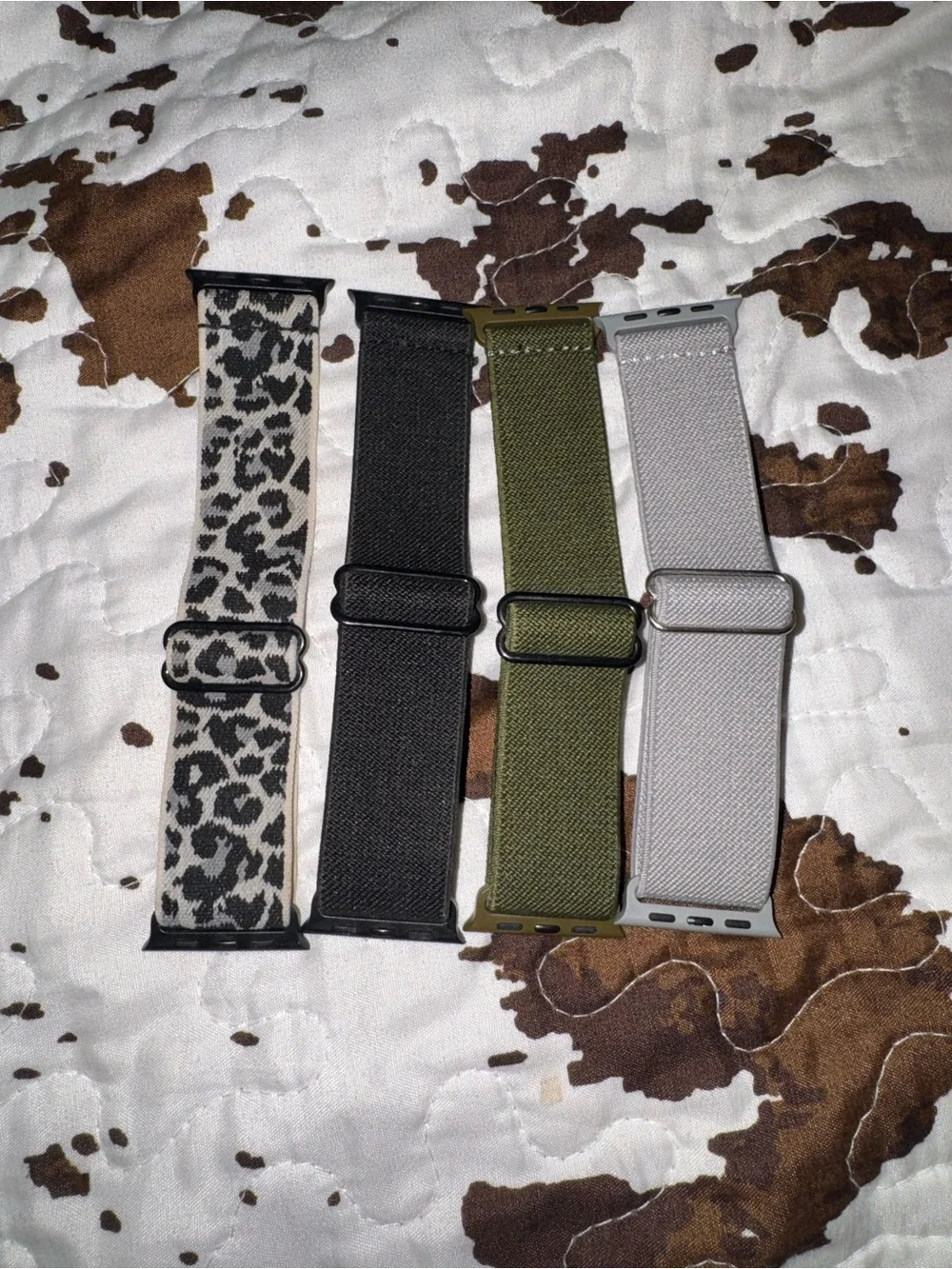 Adjustable Stretch Watch Bands - Black, Olive, Light Gray, Navy Blue, & Leopard